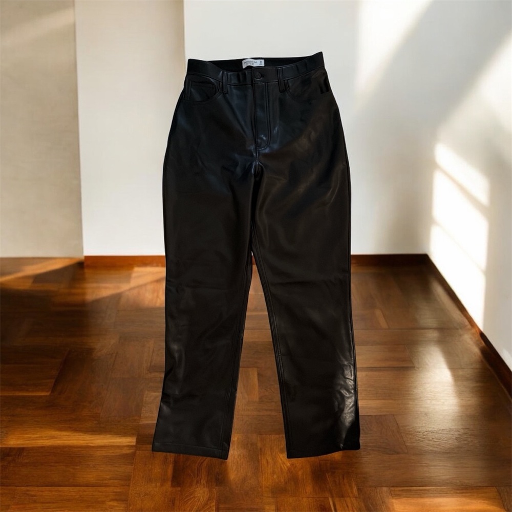 Abercrombie & Fitch Black Straight-Leg Faux Leather Pants